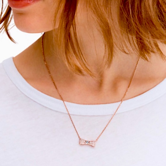 NWT Kate Spade Ready Set Bow Pave mini pendant Rose gold necklace. - Picture 5 of 9